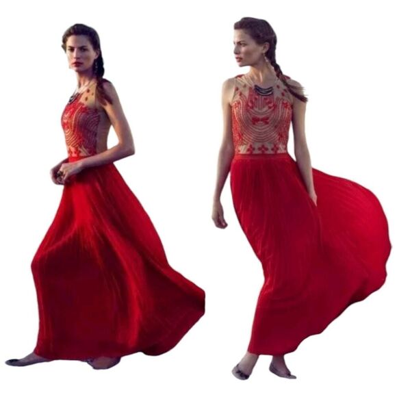 Anthropologie Rina Dhaki Rubied Dusk Dress Formal Boho Embroidered Size 4 - Picture 10 of 10